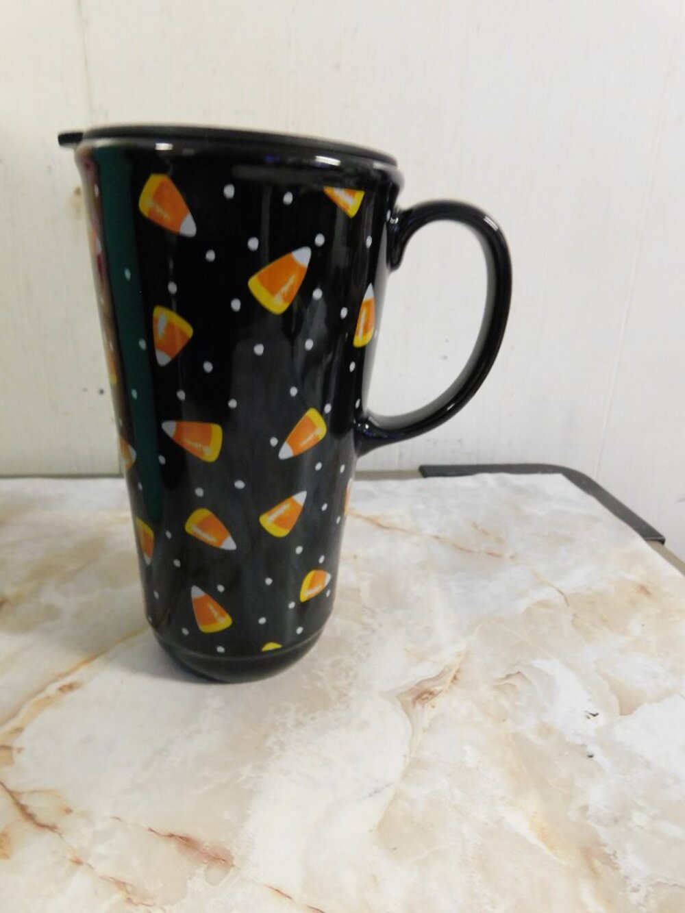 Longaberger Pottery Candy Corn Tall Travel Mug with Lid - Picture 2 of 2